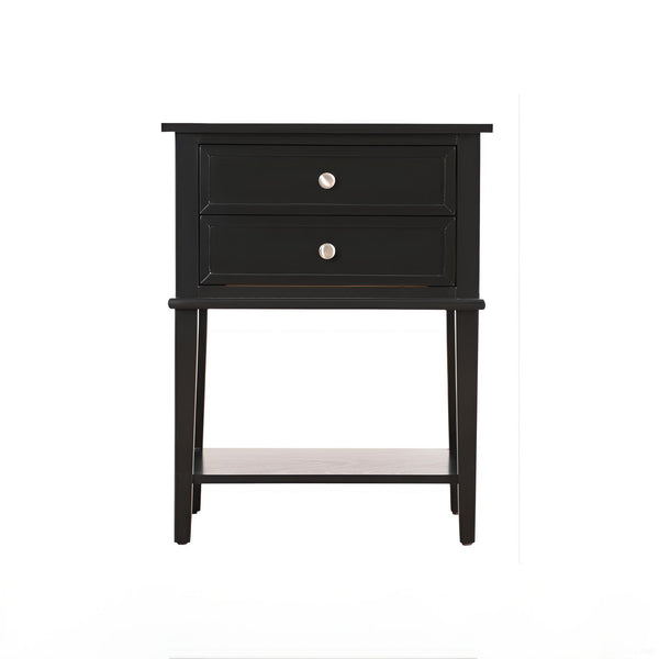English Elm Sleek Black Minimalist Nightstand with Open Shelf, Durable Particle Board, 28"H x 22"W x 16"D, Easy Assembly B078112091
