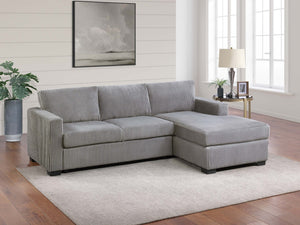 English Elm L-shaped Corduroy Sectional with Chaise Square Arms Modern Living Room Sofa Light Gray B011P430090