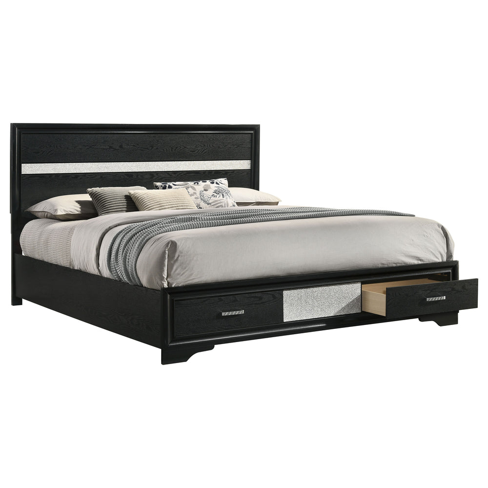 English Elm Pierce Eastern King Platform Bed with Led Headboard and Italian Gloss Finish B062S01843
