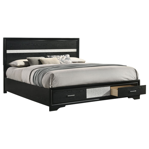 English Elm Pierce Eastern King Platform Bed with Led Headboard and Italian Gloss Finish B062S01843