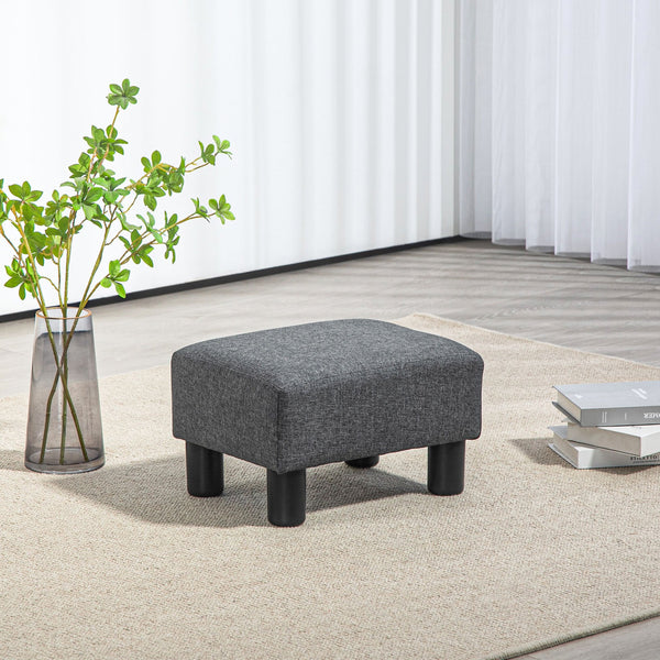 English Elm Homcom Compact Ottoman Foot Rest In Charcoal Gray Linen, Versatile Cube Stool For Modern Interiors W2225P217640