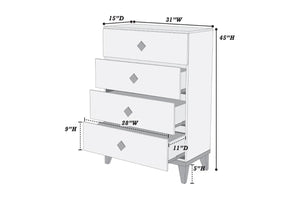 English Elm Modern Cream Faux Marble Chest of Drawers, 4-Drawer Glam Storage with Black Hardware & Base, 31"x15"x45" B011P262327