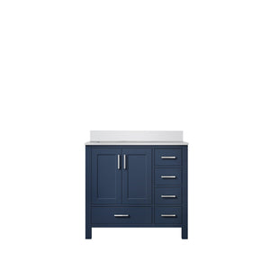 English Elm Navy Blue Bath Vanity With White Quartz Top, 36" W X 22" D – Elegant Storage & Soft-Close Drawers B2731P258862