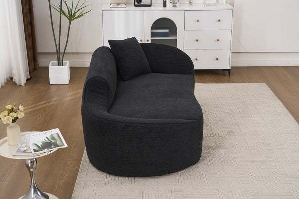English Elm Ly-048 Sculpted Chenille Chaise Lounge Convertible Sleeper Sofa for Modern Living Spaces Black W2231P401731