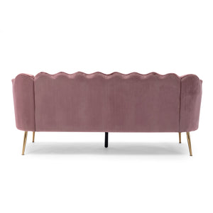 English Elm Christopher Knight Home® - 3 Seater Sofa - Modern Glam Blush Velvet Design With Gold Legs, Channel-Stitched For Ultimate Comfort 70395.00ABLSH_70395.00BBLSH