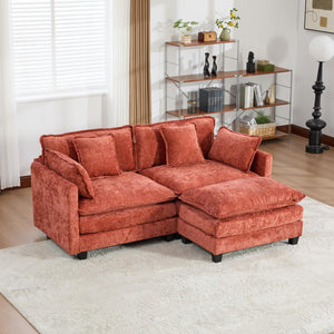 English Elm Cloud Loveseat Modern Sectional with Chenille Upholstery for a Cozy Living Space Orange W1143S00059
