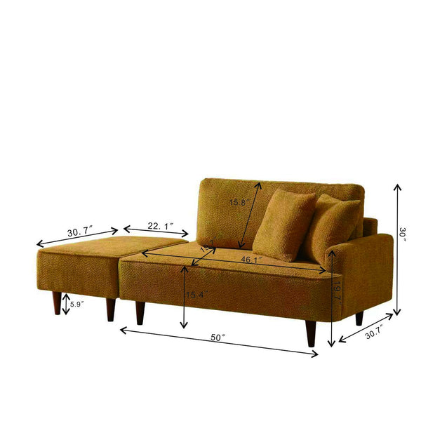 English Elm Indoor Boucle Chaise Lounge with Detachable Ottoman Convertible Daybed Bedroom Reading Nook Orange W5515P438710