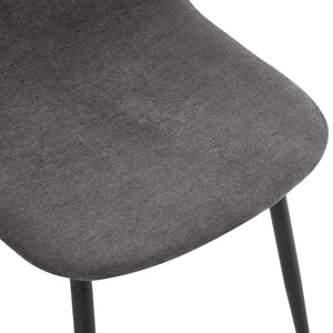 English Elm Table And Chair Set - Modern 64.5" Black Wood Dining Table With 4 Dark Gray Linen-Cotton Chairs W1151S04318-GIGA