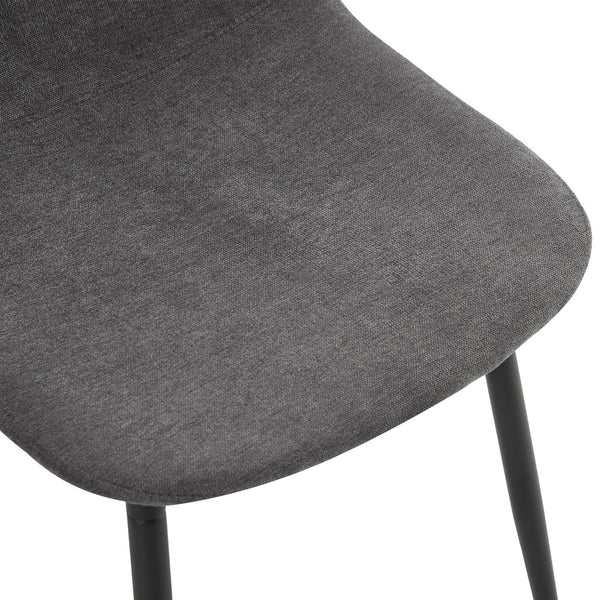 English Elm Table 7-Piece Dining Set: Stylish Black Wood Texture Table With 6 Dark Gray Linen-Cotton Chairs W1151S04319-GIGA