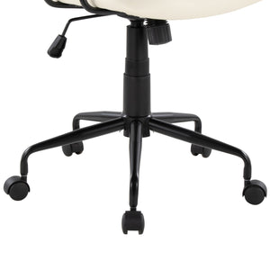 English Elm Office Chair with Faux Leather Upholstery Pneumatic Swivel Seat for Modern Workspaces Cream B202P474195