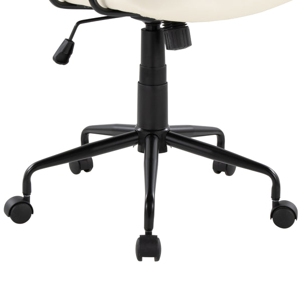 English Elm Office Chair with Faux Leather Upholstery Pneumatic Swivel Seat for Modern Workspaces Cream B202P474195