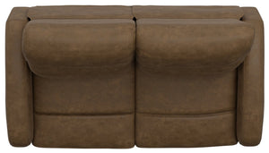 English Elm Beige Manual Reclining Loveseat with Dual Contoured Seats for Compact Living Spaces Brown B361P484466