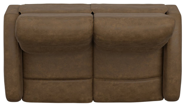 English Elm Beige Manual Reclining Loveseat with Dual Contoured Seats for Compact Living Spaces Brown B361P484466