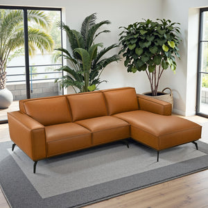 English Elm Brenham Vegan Leather Right Chaise Sectional with Mid Century Metal Legs B183S00208