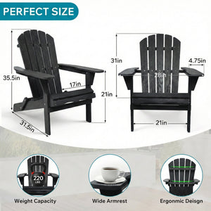 English Elm Wood Solid Hemlock Folding Adirondack Chair Uv Resistant Embossed Grain Outdoor Patio W1390P462290