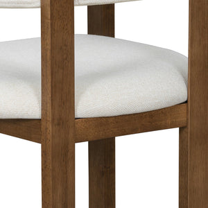 English Elm Dining Arm Chairs Set of 2 Barrel Back Rubberwood Frame with Cushioned Upholstery Beige N771P243844D