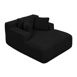 English Elm Living Compressed Chaise Lounge Foam Sofa Bed with Plush Corduroy Upholstery, Deep Seat Cloud Comfort Black W1413P298040