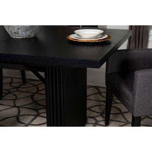 English Elm Houston Oak Top Black Double Pedestal Dining Table with Fluted Legs, Metal Braces & Transitional Charm B062S01220