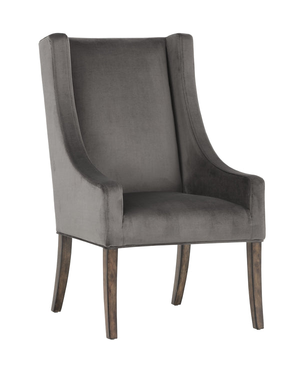 Sunpan Aiden Oversized Wing Back Dining Armchair with Elegant Contoured Arms and Durable Performance Fabric Piccolo Pebble