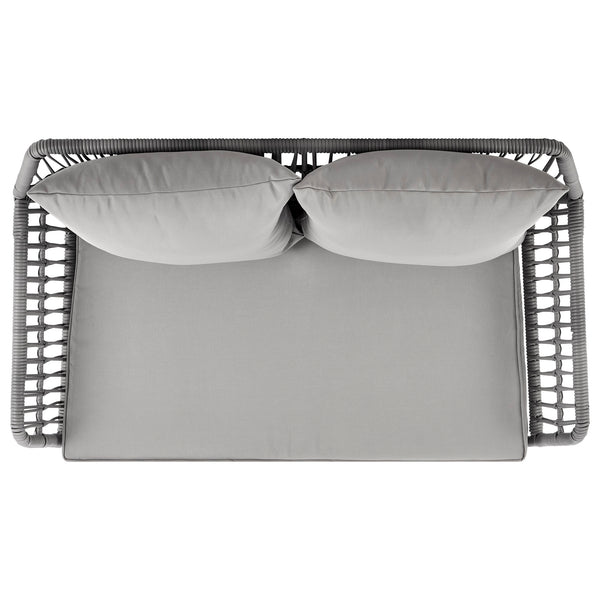 English Elm Portofino Outdoor 4-Pc Conversation Set with Removable Waterproof Cushions, Tempered Glass Top Grey B365P397656