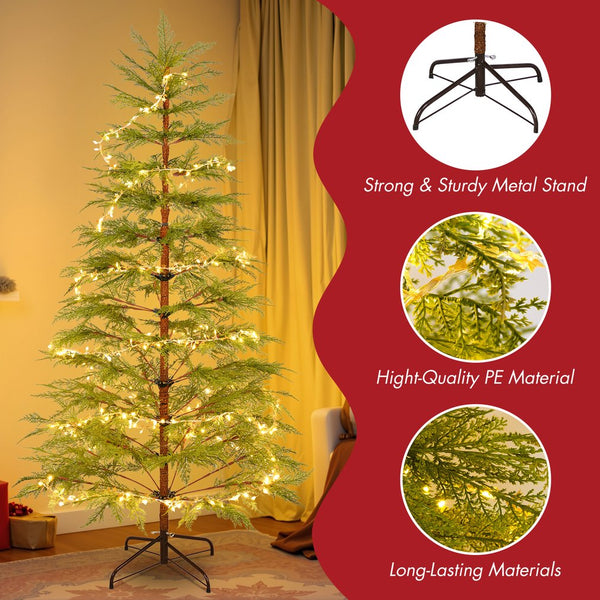 English Elm 6 ft Artificial Christmas Tree with 300 Warm LED Lights, 612 Tips, Hinged PE Branches & Metal Stand N710P181792S