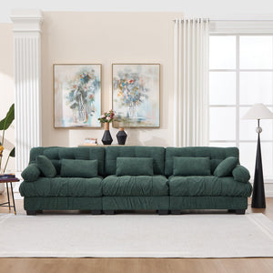English Elm Modular Cloud Sectional Sofa Flannelette Deep Seat Couch for Living Room with Pillows Green W2120S00031