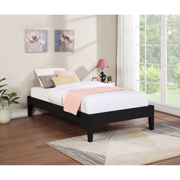 English Elm Spivey Black Twin Platform Bed with Low-Profile Frame, Sturdy Slatted Support, Modern Sleek Design B062S00859