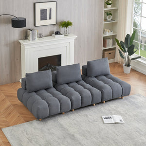 English Elm 90 Teddy Sofa 90in Plush Apartment-Ready 3-Seater with Solid Wood Legs, Sponge Cushions, Cozy Appeal Gray W1658S00070