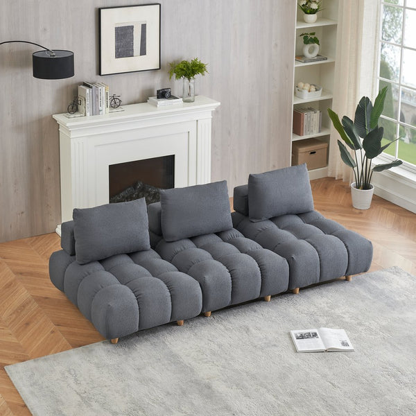 English Elm 90 Teddy Sofa 90in Plush Apartment-Ready 3-Seater with Solid Wood Legs, Sponge Cushions, Cozy Appeal Gray W1658S00070