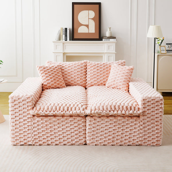 English Elm Luxury Turtle Velvet Multifunctional Sofa - Convertible 4-Seat Modular Design, Plush Sponge Comfort W3371S00031