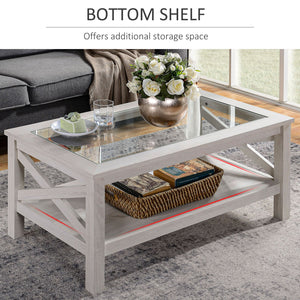 English Elm HOMCOM Farmhouse Coffee Table with Flip Lift Top and Hidden Storage, Square Center Table, Rustic Charm White Oak W2225P217445