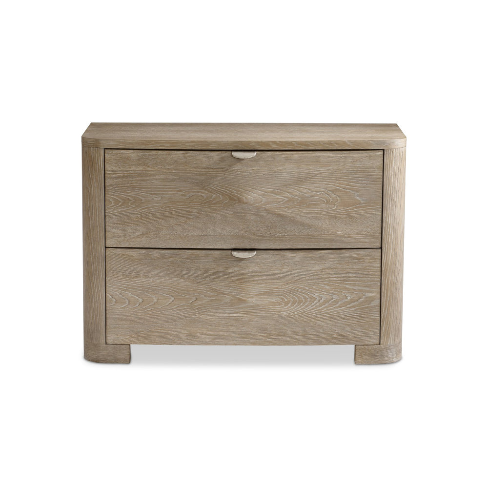 Bernhardt Bernhardt Aventura 40" Nightstand With Pyramid-Front Drawers, Marcona Oak, Soft-Close, Usb Charging 318234