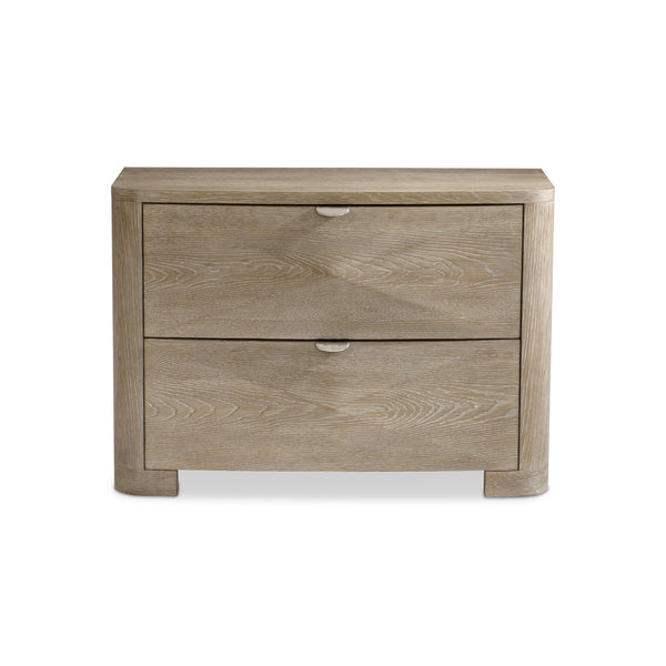 Bernhardt Bernhardt Aventura 40" Nightstand With Pyramid-Front Drawers, Marcona Oak, Soft-Close, Usb Charging 318234