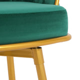 Christopher Knight Home® - Noble House - - Swivel Counter Height Bar Stools Set Of 2, 31.5" Bar Height Stools With Hand-Woven Backrest & Gold Metal Legs, Modern Low Back Upholstered Kitchen Chairs With Footrest For Island, Dining Room,Green