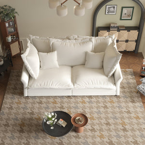 English Elm 90.55" Deep Seat Couches Velvet Cloud Sofa with Removable Cushions, Multiple Pillows, 800lb Capacity Beige W1885P234640