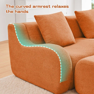 English Elm U-Shaped Cozy Teddy Fabric Sectional Sofa - No Assembly, Ergonomic Support, Anti-Slip Design, Orange W714S01451-GIGA