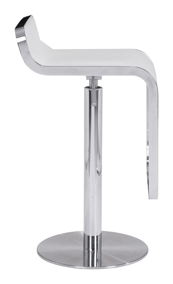 Zuo Modern Equino Barstool With Washable Polyurethane Seat And Adjustable Lift For Ultimate Comfort And Style White 100% Polyurethane,Plywood,Steel 110879-zuo-modern