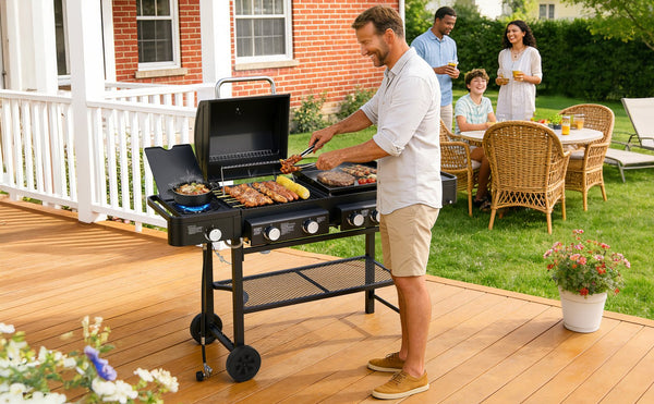 English Elm All-in-one Propane Grill Griddle Combo 745 Sq in 56000 Btu Backyard Cooker W1820P361752
