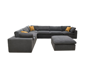 English Elm Coffee Bean Textured Modular Sectional Sofa Low Profile Contemporary Living Room Light Gray B2748S00070