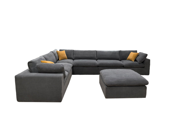 English Elm Coffee Bean Textured Modular Sectional Sofa Low Profile Contemporary Living Room Light Gray B2748S00070