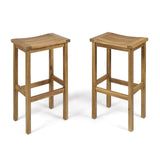 Christopher Knight Home® - Noble House - Caribbean Outdoor 30 Inch Natural Finish Acacia Wood Barstools - Set of 2