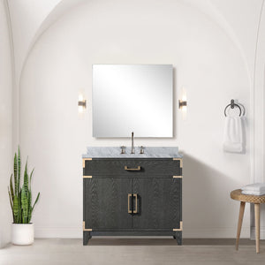 English Elm Black Oak Single Vanity 36" W With Premium Carrara Marble Top, Soft-Close Doors & Stylish Storage B2731P260909