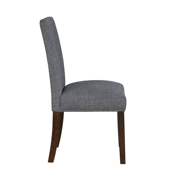 English Elm Classic 9 Piece Acacia Veneer Dining Set with Parsons Chairs and Nailhead Trim Dark Brown,Gray B011S02247