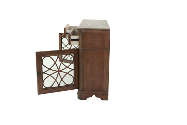 English Elm Traditional Elegant Server with Spacious Drawers and Cabinet Storage for Dining Room Organization and Style Oak 27 L x 44 W x 59 H B011P395600