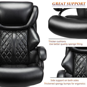English Elm 500lbs Heavy Duty Executive Chair Wide Spring Seat Ergonomic High Back Home Office Black W5201P418318