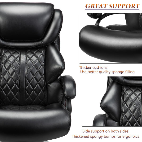 English Elm 500lbs Heavy Duty Executive Chair Wide Spring Seat Ergonomic High Back Home Office Black W5201P418318