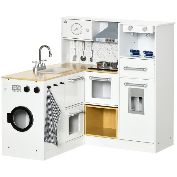 English Elm Qaba Wooden Corner Play Kitchen Set with Sound Effects Nine Appliances Ages 3 to 6 W2225P229196