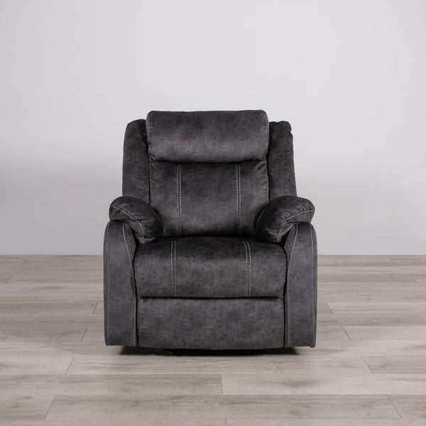 English Elm SONET Domino Upholstered Suede-Like Recliner Chair with Firm Cushy Seat and Light Rocking Comfort Gray 35 L x 30.3 W x 26 H B201P216045