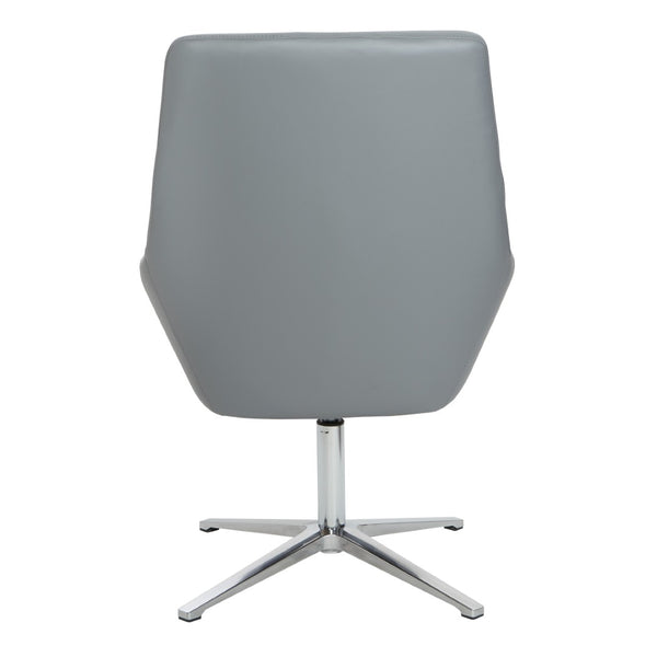 OSP Home Furnishings Modern Scoop Office Chair Faux Leather Ergonomic Swivel Seat with Polished Aluminum Base FL80228AL-U42