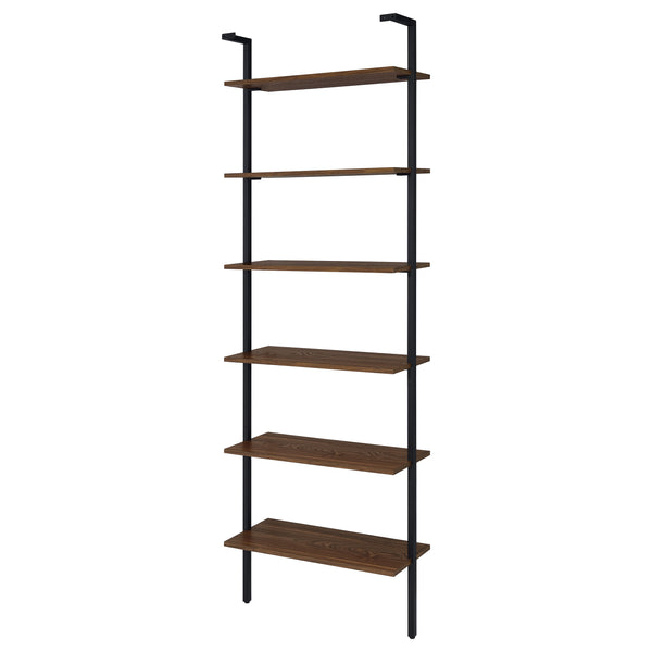 English Elm Christy 96" Walnut Six-Shelf Open-Back Wall Bookshelf — Modern Minimalist Storage for Books & Decor B062P299813